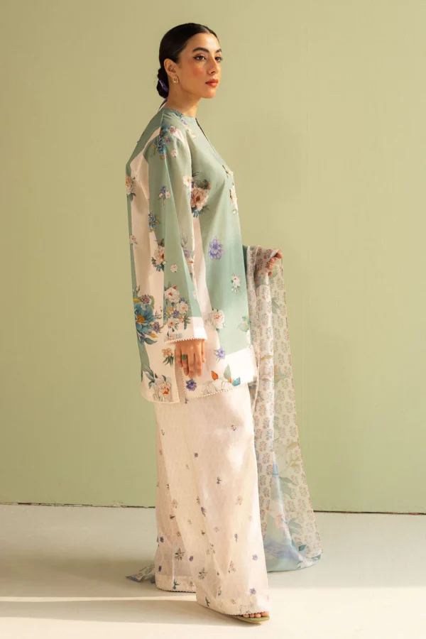 CO 496 Digital Printed 3Pc Unstitched Lawn Suit With Digital Printed Monar Dupatta