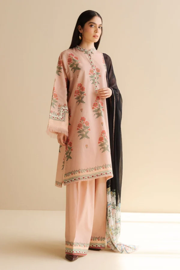 CO 490 Digital Printed 3Pc Unstitched Lawn Suit With Digital Printed Monar Dupatta