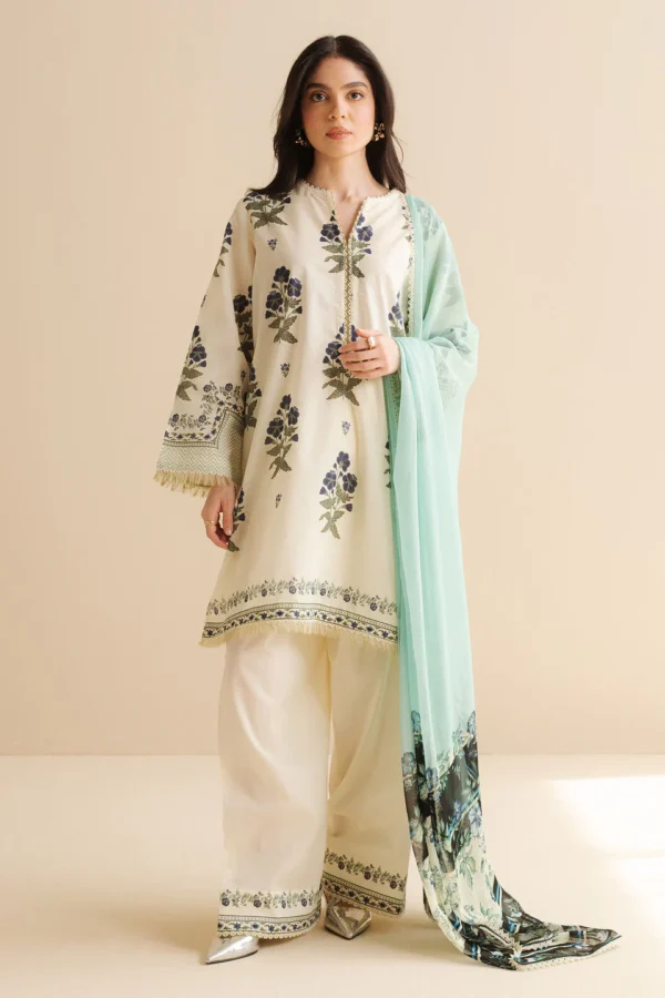 CO 492 Digital Printed 3Pc Unstitched Lawn Suit With Digital Printed Monar Dupatta