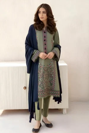 JZ710 Unstitched Fully Embroided Dhanak Suit With Dhanak Dupatta