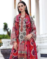 CH-75 Unstitched Digital Printed Khaddar Fabric With Embroidered Laces