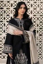 JZ-13Unstitched Embroidered Lawn Suit With Digital Printed Monar Slub Dupatta