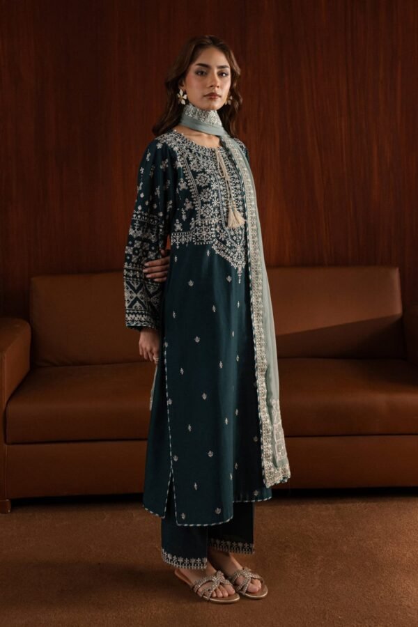 AA-50 3PC Unstitched Embroidered Lawn Suit With Embroidered Chiffon Dupatta
